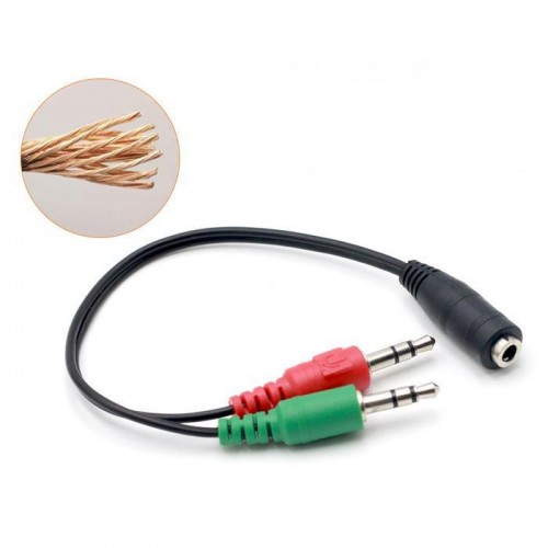 3.5 mm Dişi Aux 2 Mikrofon Kulaklık Girişli Aux Splitter Kablo