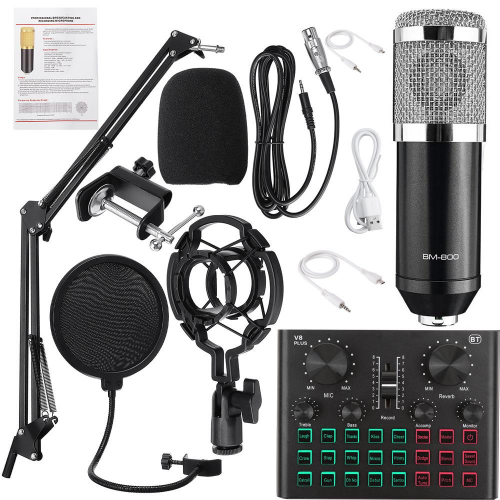 BM800 V8 PLUS Ses Kartlı Stüdyo Kayıt Youtuber Mikrofonu Seti