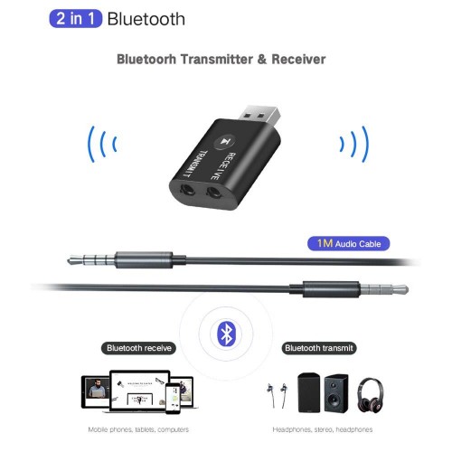 RX TX Bluetooth Dongle Araç Oto Müzik USB Ses Alıcısı Aux Kiti