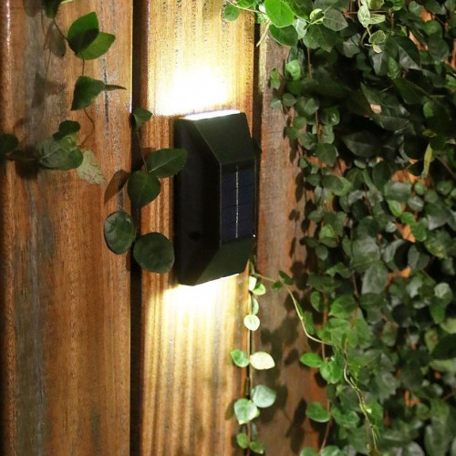 Güneş Enerjili Led Solar Şarjlı Çift Yönlü Duvar Lambası Dekoratif Bahçe Işıldak Fener