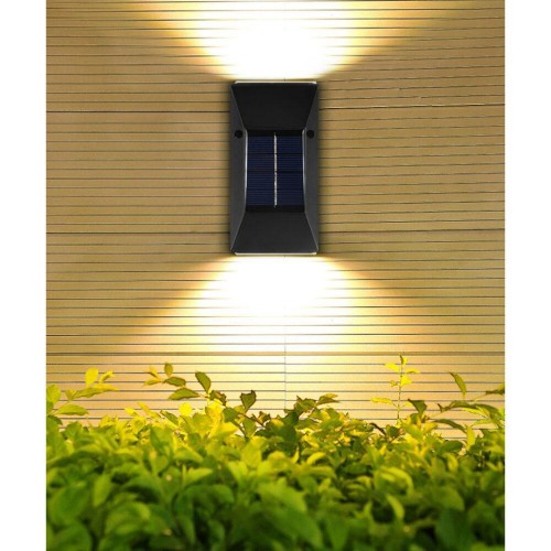 Güneş Enerjili Led Solar Şarjlı Çift Yönlü Duvar Lambası Dekoratif Bahçe Işıldak Fener