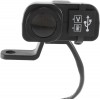 Motosiklet Çakmaklık Gidon Ayna Uyumlu Çift USB Girişli Telefon Şarj Cihazı Voltmetre Termometre Led Ekranlı Göstergeli
