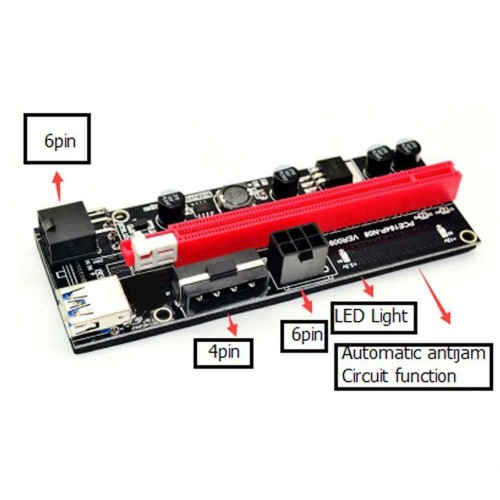 PCI E 1X to 16X USB 3.0 Riser Ekran Kartı Bitcoin V009S 9.Nesil