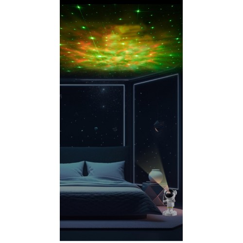 Şarjlı Astronot Kumandalı Gece Lambası Tasarımlı Işıklı Projektör Led Samanyolu