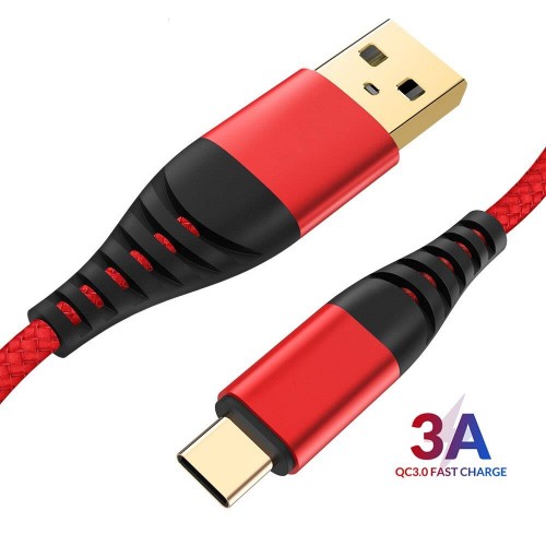Type-C Dayanıklı Hasır İpli USB Hızlı Data Aktarım Şarj Kablosu