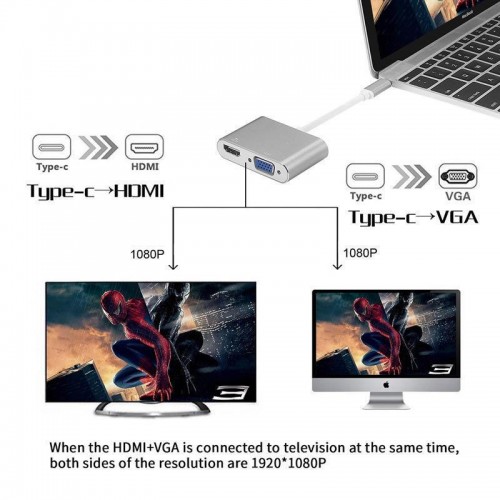 Type-C to 4K HDMI ve VGA Dönüştürücü Çevirici Kablo BW3207
