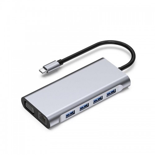 Type-C to HDMI VGA RJ45 USB SD AUX Dönüştürücü Çevirici Adaptör