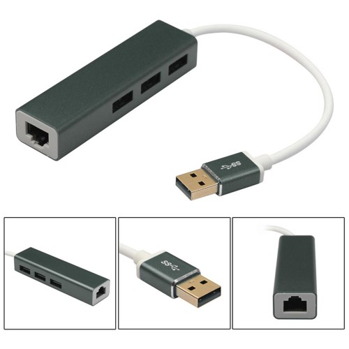 USB 3.0 Gigabit Ethernet RJ45 LAN Çevirici 3 Port USB Çoklayıcı