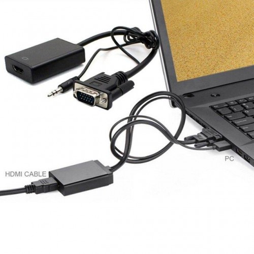 VGA to HDMI Kablo Dönüştürücü Converter Görüntü ve Ses Çevirici