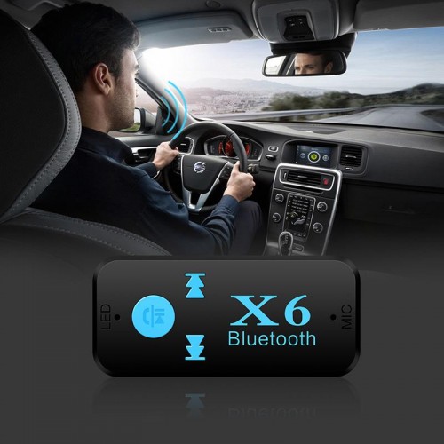 X6 Bluetooth Müzik Alıcısı 3.5mm Aux Adaptör Araç Kiti 3 in 1